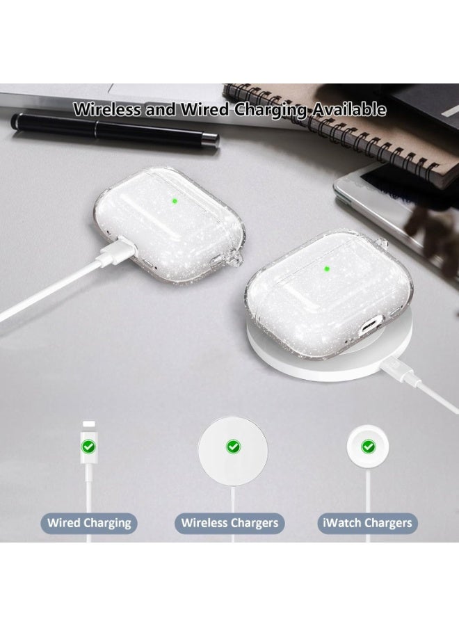 اوراکس AirPods Pro 3 غطاء حالة سماعات السيليكون مع سلسلة مفاتيح الخطاف المحمولة وقلم التنظيف ، مادة TPU ناعمة ، مقاومة للصدمات مقاومة للصدمات واقية كاملة ، ملحقات سماعات الرأس (فلاش شفاف) - Image 5